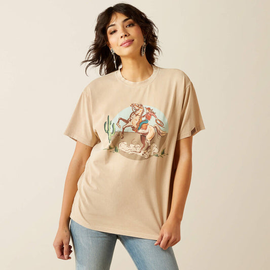 Ariat Ride On T-Shirt in Oyster Gray Mineral Wash