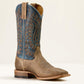 Ariat Gold Point Wide Square Toe Cowboy Boot in Earth Brown Bison/ Royal Blue