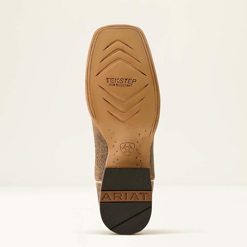 Ariat Gold Point Wide Square Toe Cowboy Boot in Earth Brown Bison/ Royal Blue