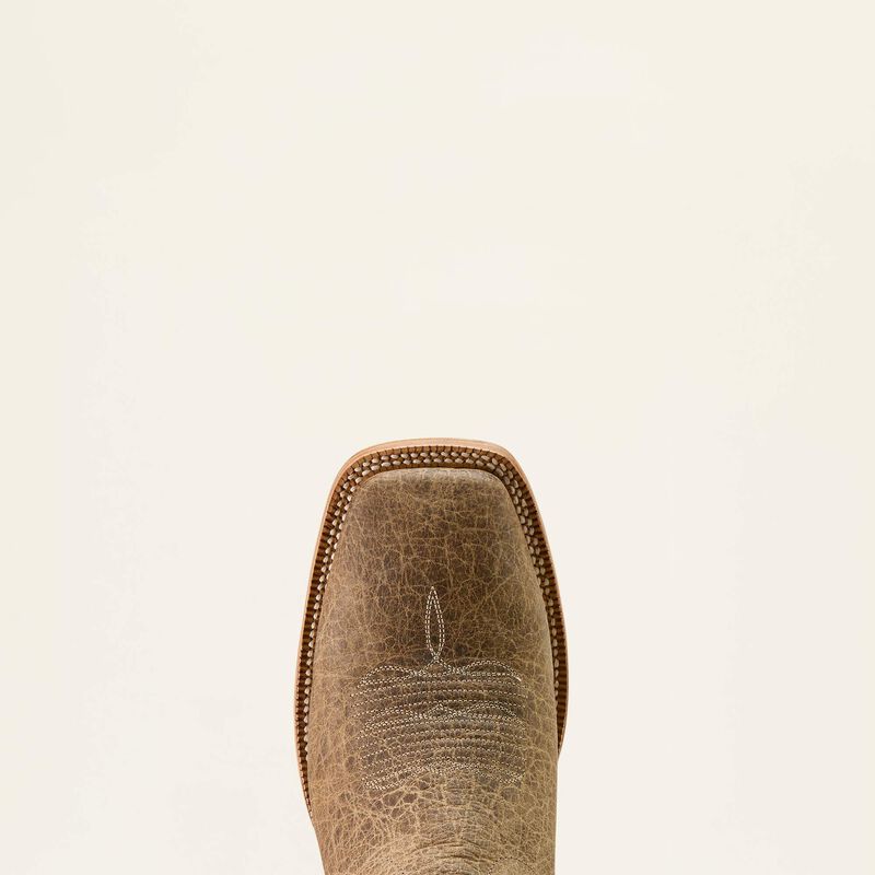 Ariat Gold Point Wide Square Toe Cowboy Boot in Earth Brown Bison/ Royal Blue
