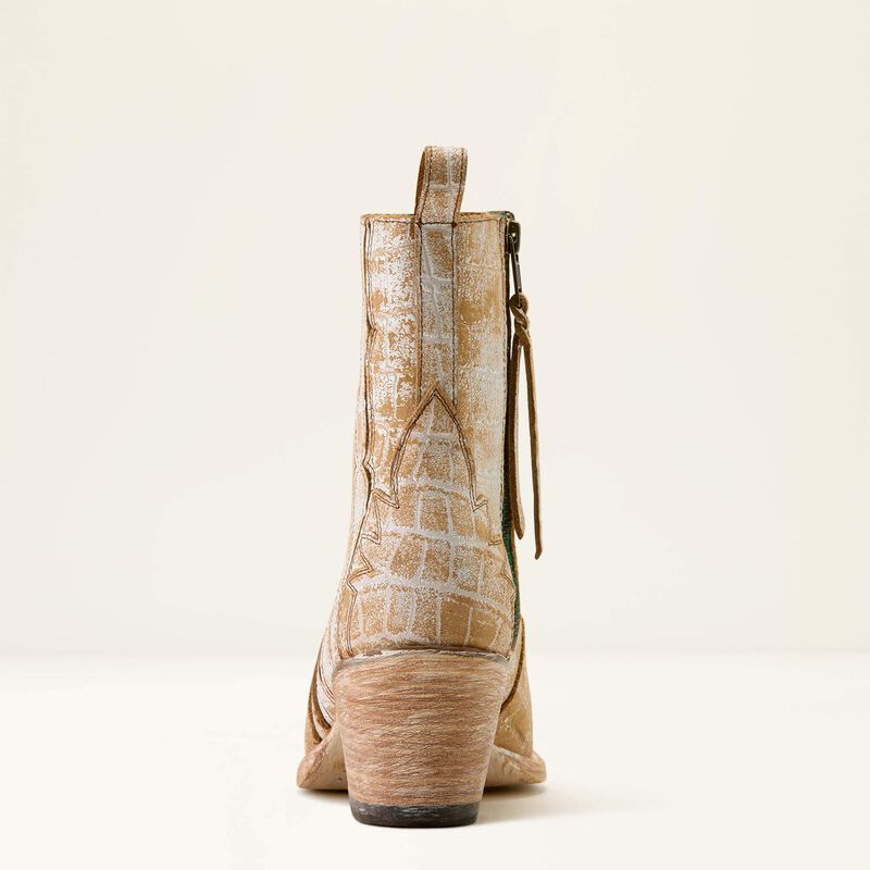 Ariat Jade X Toe Western Boot in Distressed Crema Croc Print