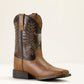 Ariat Stampede Wide Square Toe Western Boot in Desert Brown & Thunder Brown