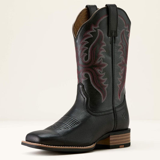 Ariat Olena Wide Square Toe Western Boot in Obsidian