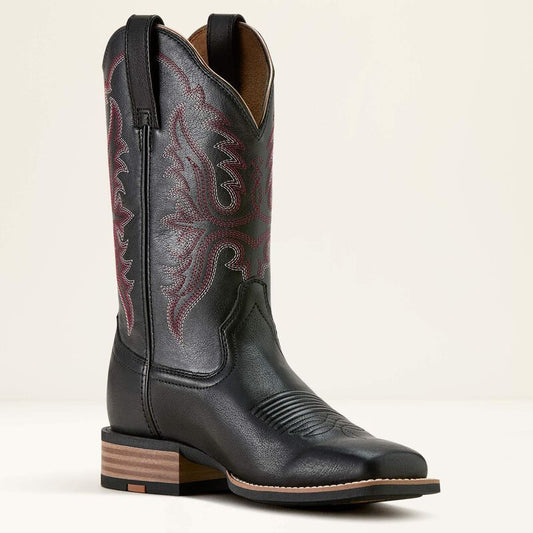 Ariat Olena Wide Square Toe Western Boot in Obsidian