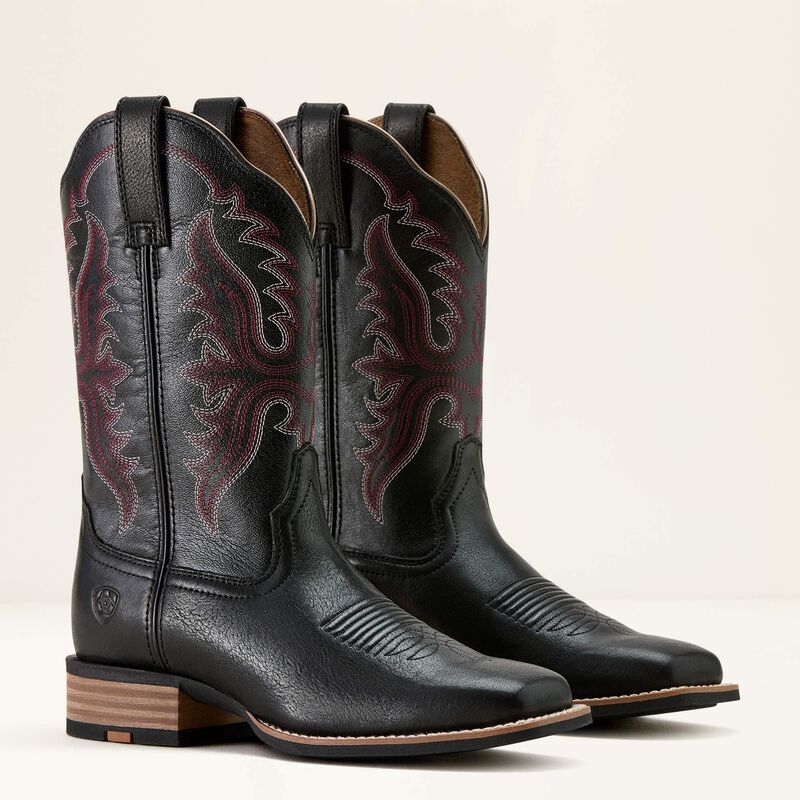 Ariat Olena Wide Square Toe Western Boot in Obsidian