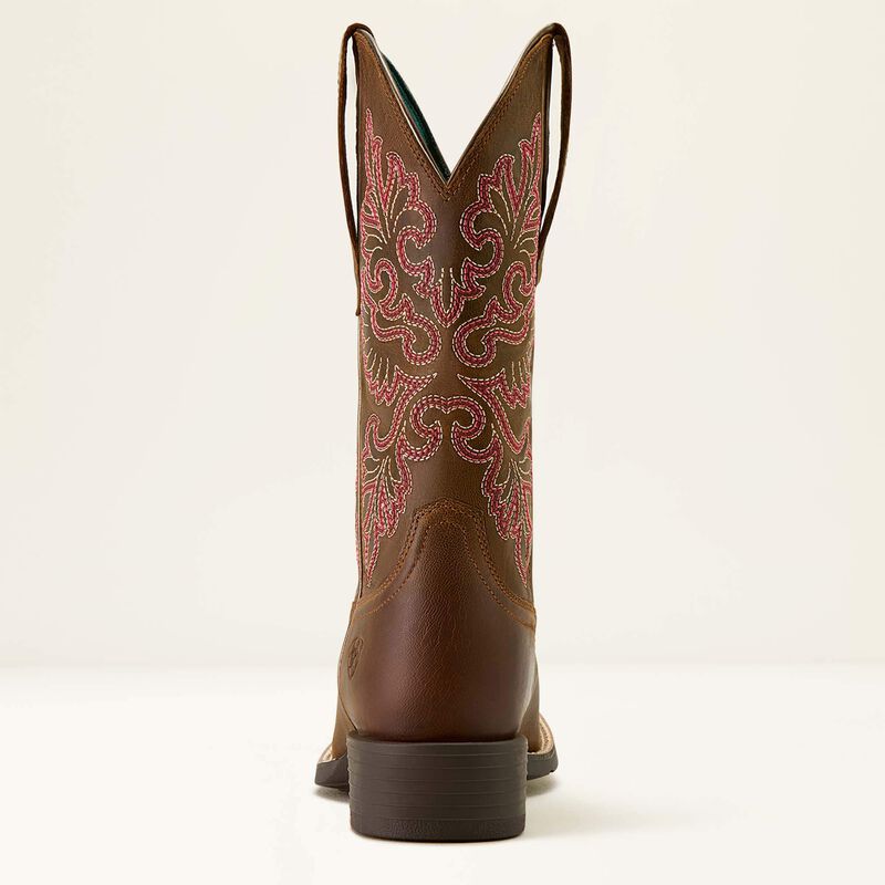 Ariat Round Up StretchFit Wide Square Toe Western Boot in Sassy Brown