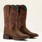 Ariat Round Up StretchFit Wide Square Toe Western Boot in Sassy Brown