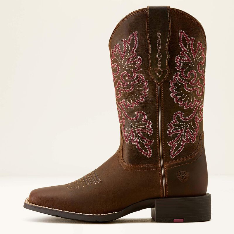 Ariat Round Up StretchFit Wide Square Toe Western Boot in Sassy Brown