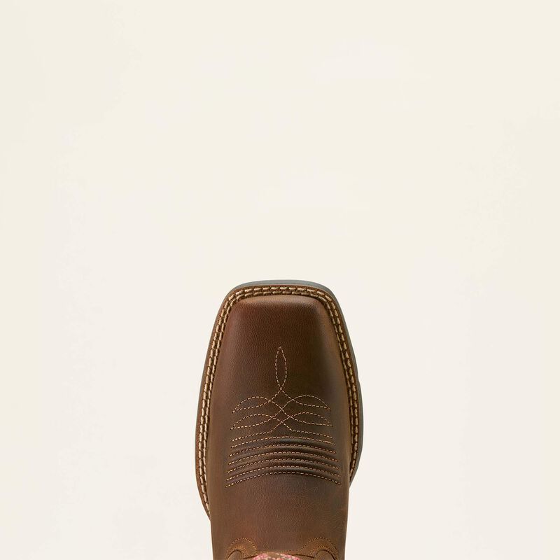Ariat Round Up StretchFit Wide Square Toe Western Boot in Sassy Brown