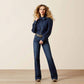 Ariat Puff Sleeve Denim Snap Shirt in Storm Dark