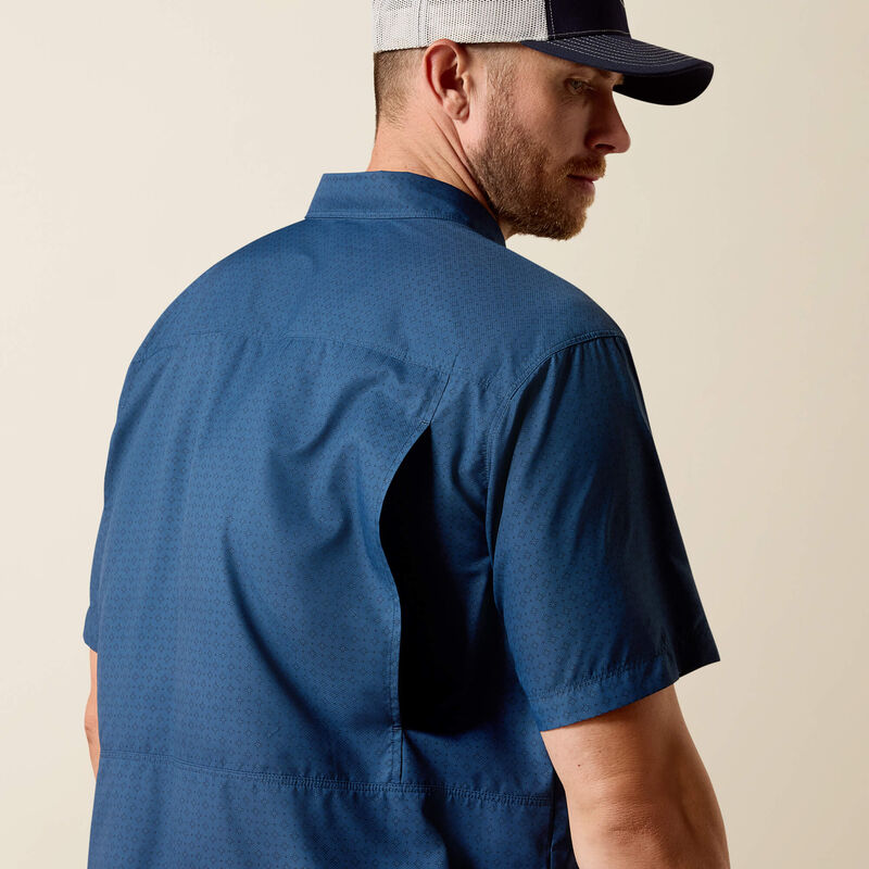 Ariat Printed VentTEK Outbound Classic Fit Shirt in Dark Denim Navy