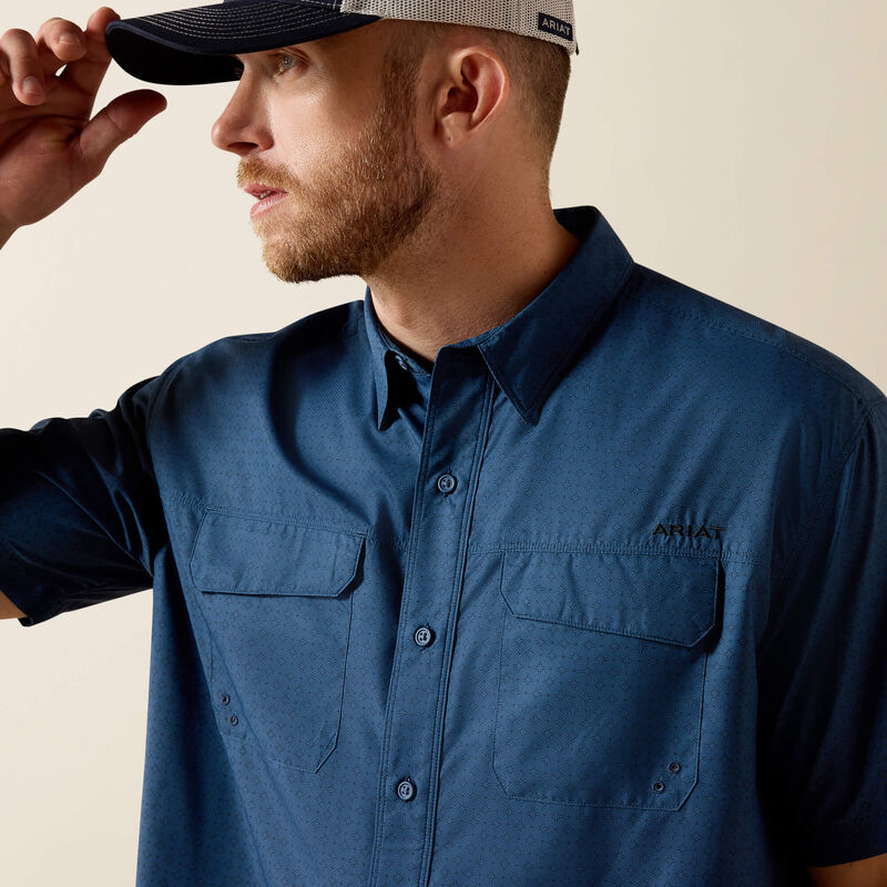 Ariat Printed VentTEK Outbound Classic Fit Shirt in Dark Denim Navy