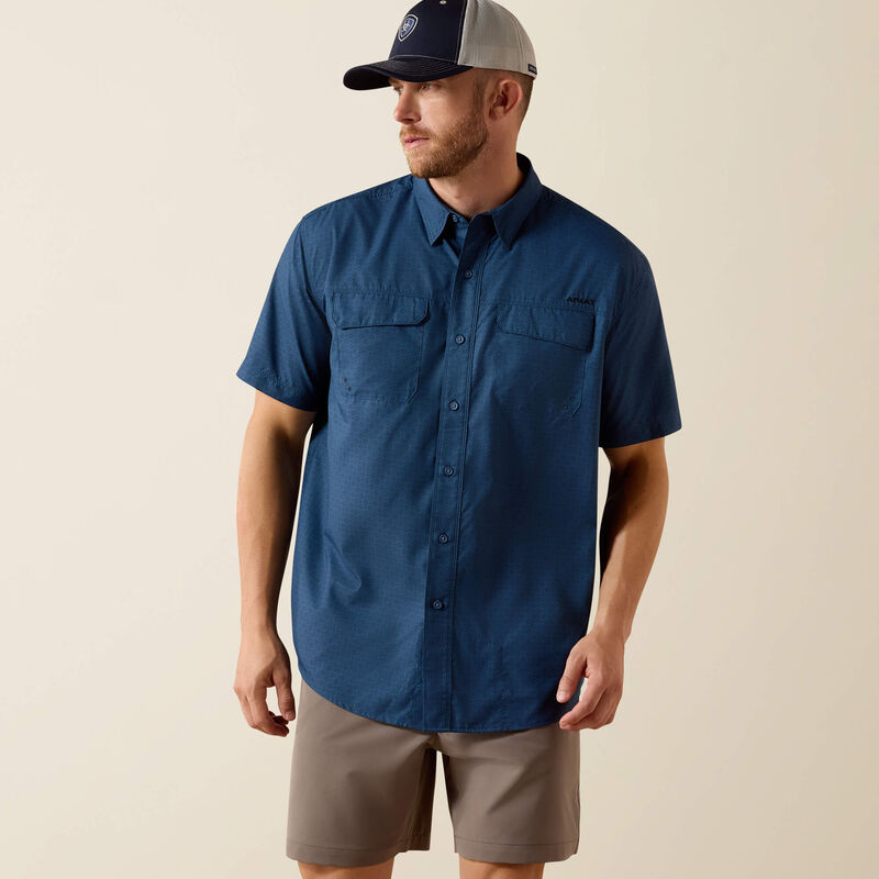 Ariat Printed VentTEK Outbound Classic Fit Shirt in Dark Denim Navy