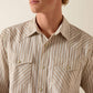 Retro Hesper Fitted Snap Shirt in Sandshell White