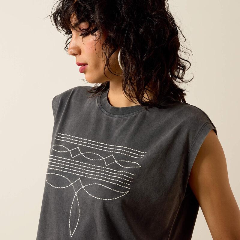 Ariat Dallas Cropped T-Shirt in Charcoal Mineral Wash