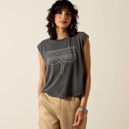 Ariat Dallas Cropped T-Shirt in Charcoal Mineral Wash
