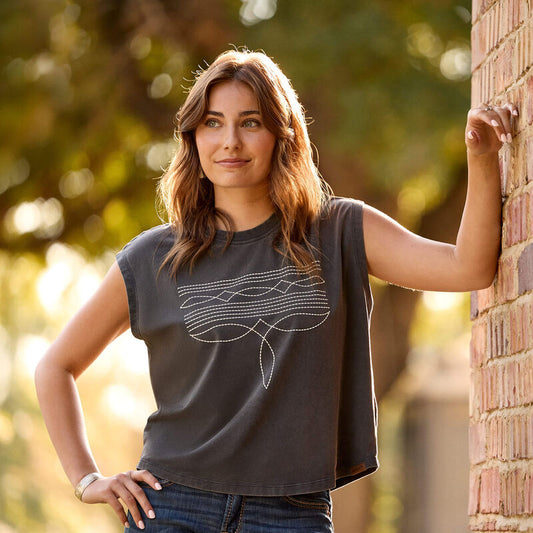 Ariat Dallas Cropped T-Shirt in Charcoal Mineral Wash