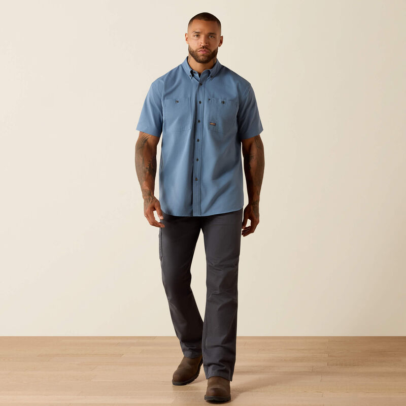 Ariat Rebar Made Tough 360 Airflow Work Shirt in Baleen Blue