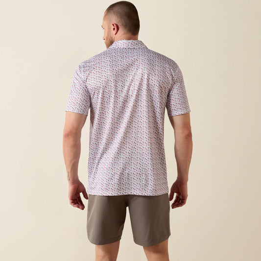 Ariat All Over Print Classic Fit Polo in White Island Mini Print