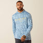 Ariat Rebar Sunblocker Printed Craft Hooded Long Sleeve T-Shirt in Dusty Blue