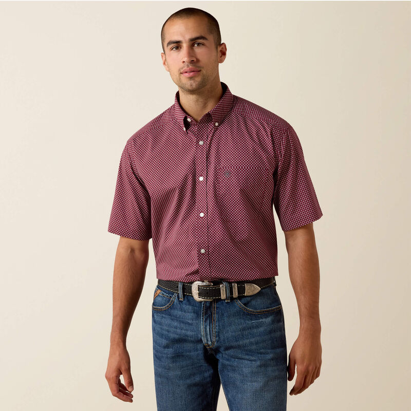 Ariat Pippin Classic Fit Shirt in Maroon Banner Geo Print