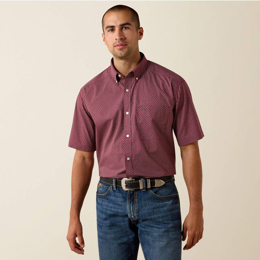 Ariat Pippin Classic Fit Shirt in Maroon Banner Geo Print