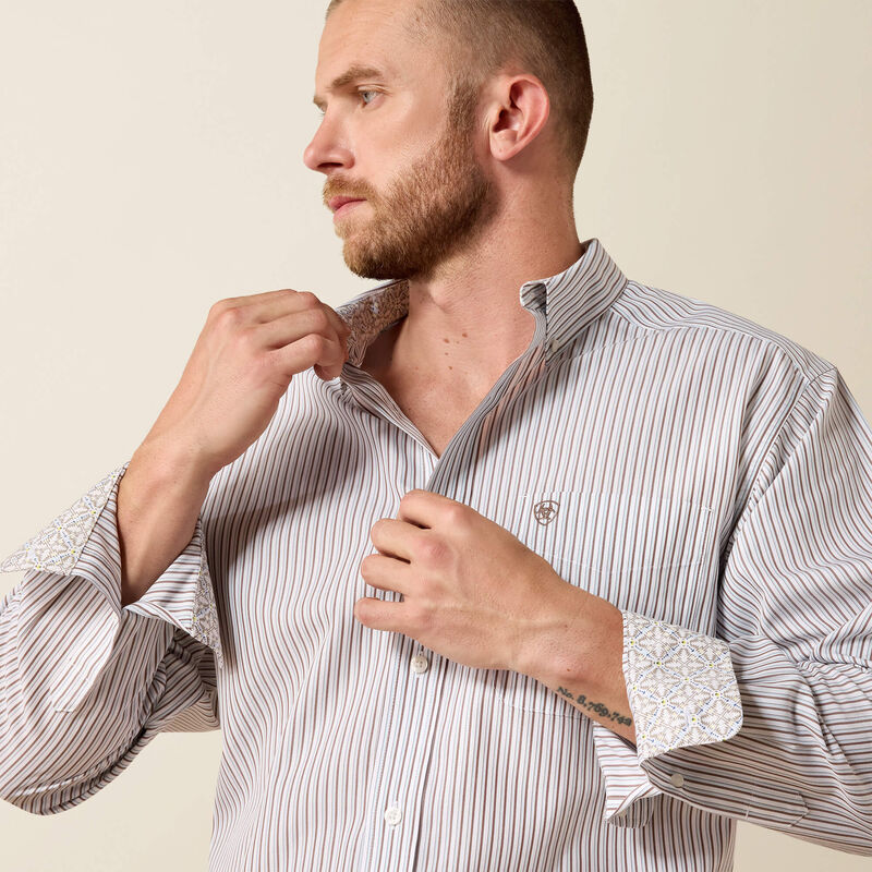 Ariat Wrinkle Free Cory Classic Fit Shirt in White Stripe