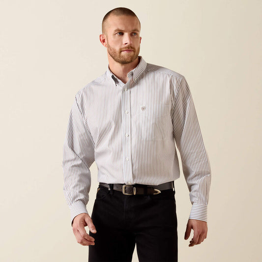 Ariat Wrinkle Free Cory Classic Fit Shirt in White Stripe