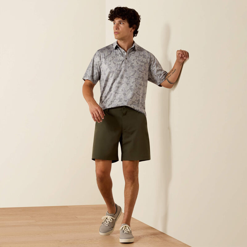 Ariat All Over Print Heathered Fitted Polo in Sky Rocket Camo Print
