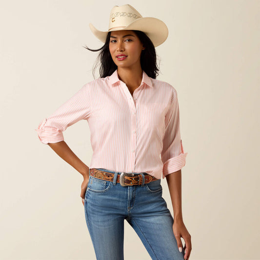 Ariat VentTEK Shirt in Peach Stripe