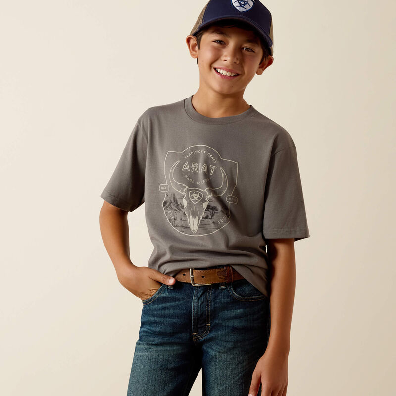 Ariat Desert Badge Tradition T-Shirt in Smoked Pearl