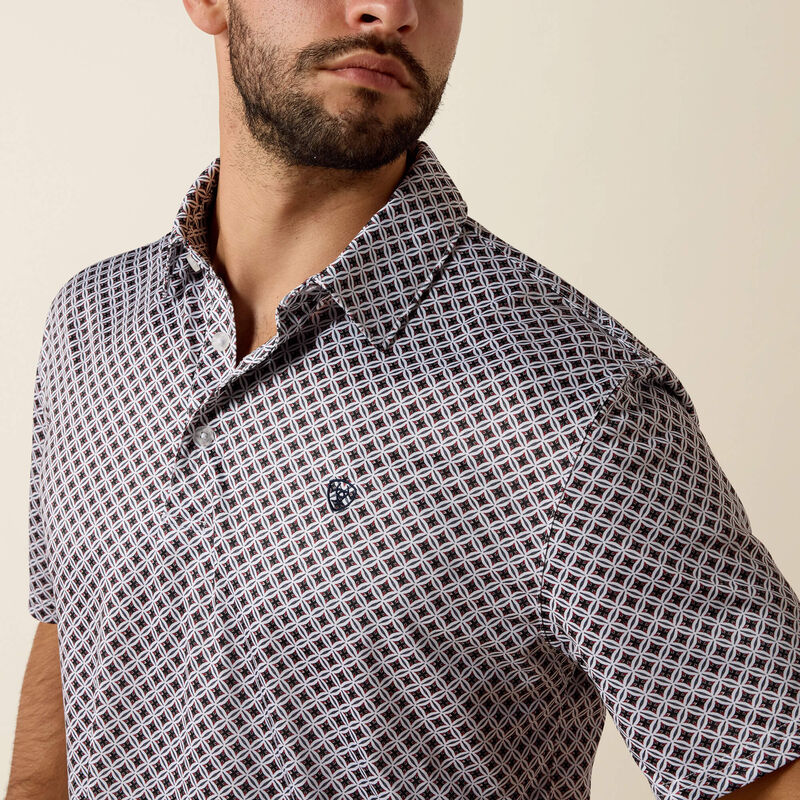 Ariat All Over Print Polo in White Geo X Print