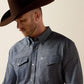 Ariat Wrinkle Free Refined Slub Classic Fit Shirt in Chambray Blue