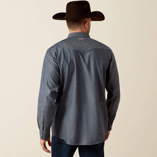 Ariat Wrinkle Free Refined Slub Classic Fit Shirt in Chambray Blue