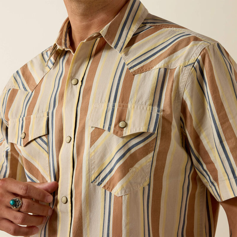 Ariat Retro Hawthorne Fitted Snap Shirt in Sandshell Stripe