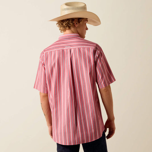 Ariat Pro Series Bobby Classic Fit Shirt in Hibiscus Red Stripe