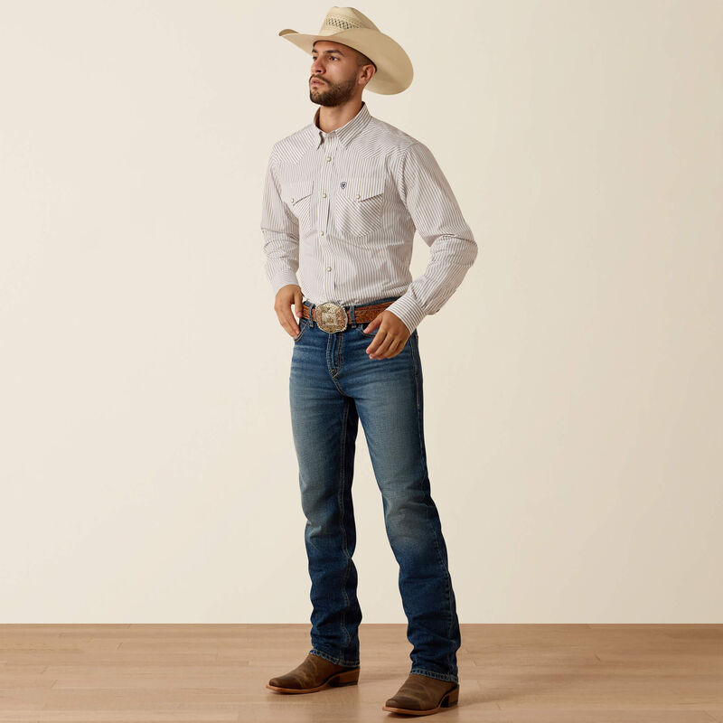 Ariat Pro Series Frasier Fitted Snap Shirt in Roasted Cashew Stripe