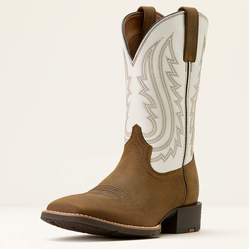 Ariat Sport Big Country Wide Square Toe Cowboy Boot in Mustang Brown & Smokey Cream