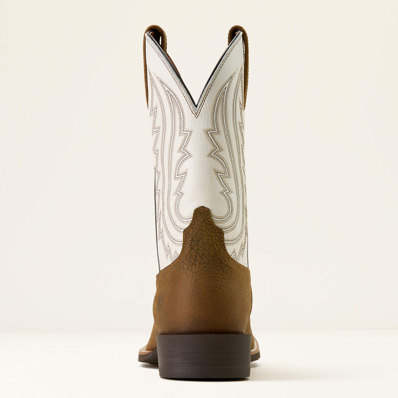 Ariat Sport Big Country Wide Square Toe Cowboy Boot in Mustang Brown & Smokey Cream