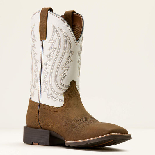 Ariat Sport Big Country Wide Square Toe Cowboy Boot in Mustang Brown & Smokey Cream