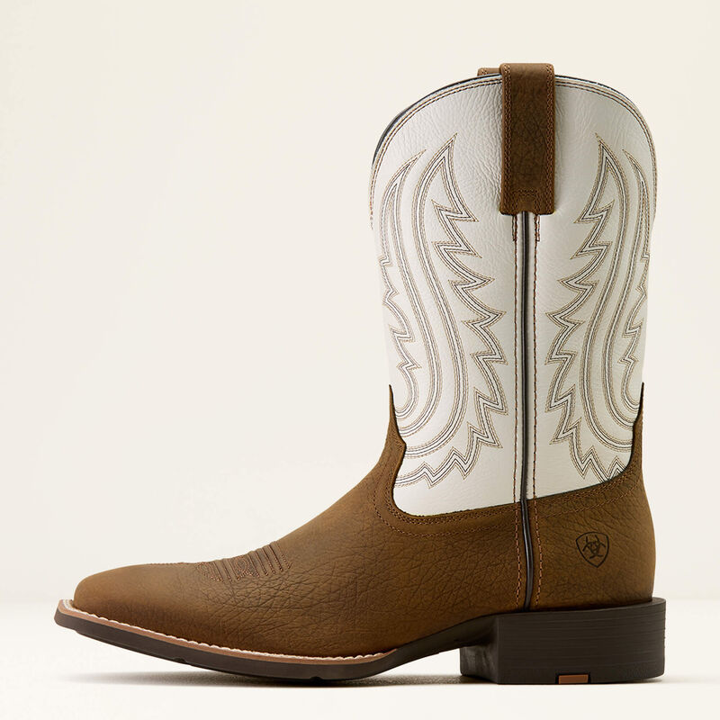 Ariat Sport Big Country Wide Square Toe Cowboy Boot in Mustang Brown & Smokey Cream