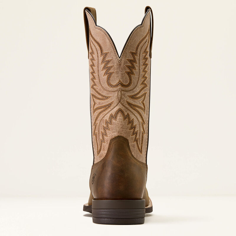 Ariat Brush Creek Wide Square Toe Cowboy Boot in Aged Tan/Smokey Taupe
