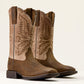 Ariat Brush Creek Wide Square Toe Cowboy Boot in Aged Tan/Smokey Taupe