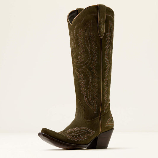 Ariat Casanova X Toe Western Boot in Soft Olive Suede