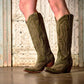 Ariat Casanova X Toe Western Boot in Soft Olive Suede