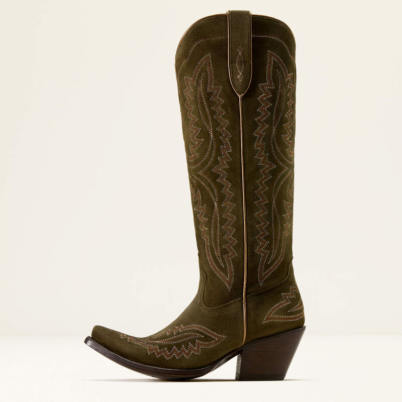 Ariat Casanova X Toe Western Boot in Soft Olive Suede