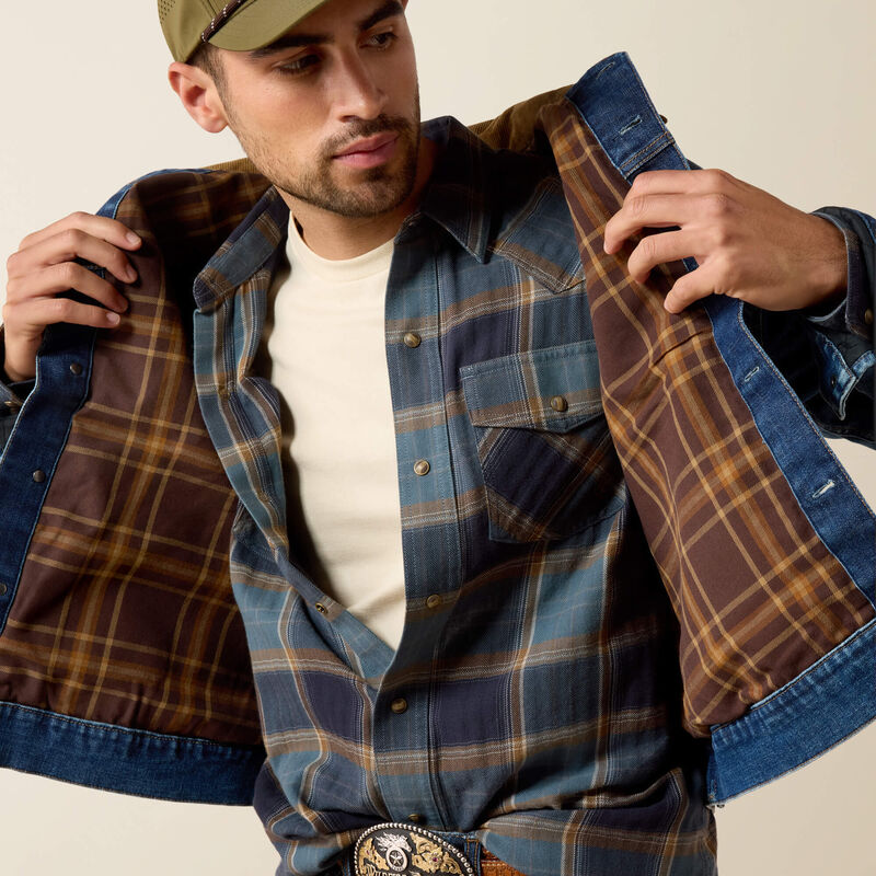 Ariat Flannel Lined Trucker Jacket in Nate