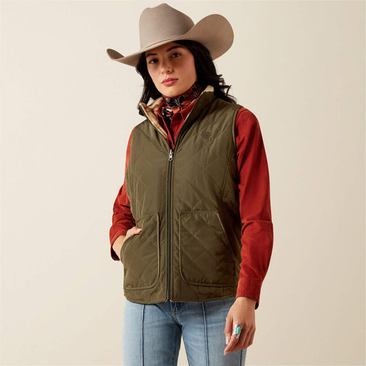 Ariat Dilon 2.0 Reversible Insulated Vest in Ivy Green/Wild Horses