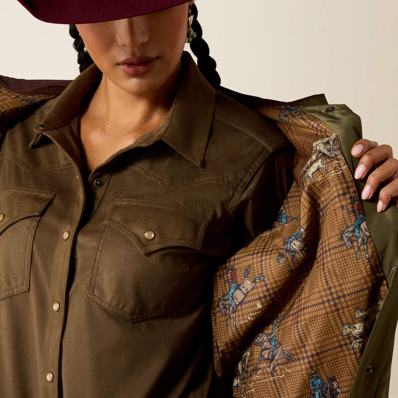 Ariat Dilon Parka Jacket in Ivy Green/ Chicory Coffee