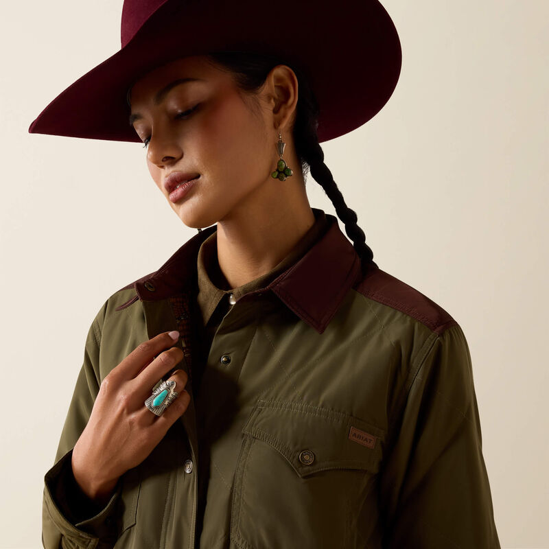 Ariat Dilon Parka Jacket in Ivy Green/ Chicory Coffee